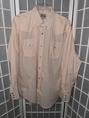 Vintage Ely Cattleman Shirt Mens Large 16.5 33 Pearl Snap Solid Color